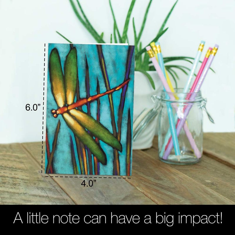 Tree-Free Greetings - All Occasion Cards - Artful Designs - 12 Greeting Cards + White Envelopes - Made in USA - 100% Recycled Paper - 4 x 6 - Beautiful Dragonfly (FS66501) - Image 5